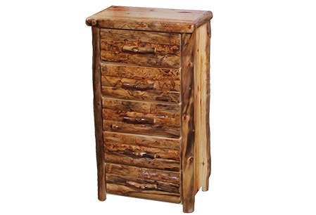 Rustic Log 5 Drawer Chest in Log Front (33W) in Wild Panel & Gnarly Log 5DCL-33-WG