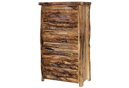 Rustic Log 6 Drawer Chest in Log Front (39W) in Wild Panel & Gnarly Log 6DCL-39-WG