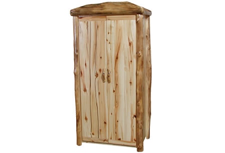 Rustic Log Armoire in Flat Front (39W) in Wild Panel & Natural Log ARMF-39-WN