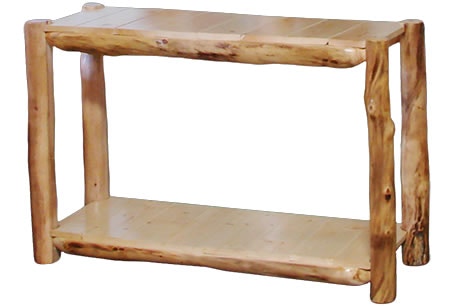 Rustic Log Alpine Sofa Table (48W) in Natural Panel & Natural Log ASTA-48-NN