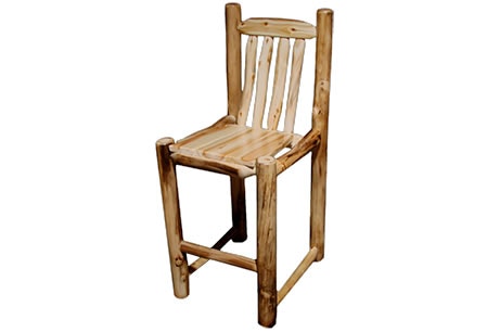 Rustic Log Bar Chair (30H Seat) in Wild Panel and Natural Log BCHA-30-WN