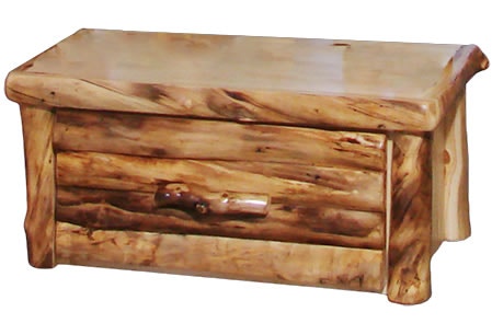 Rustic Log Bedroom Bench Chest In Log Front 36w In Natural Panel