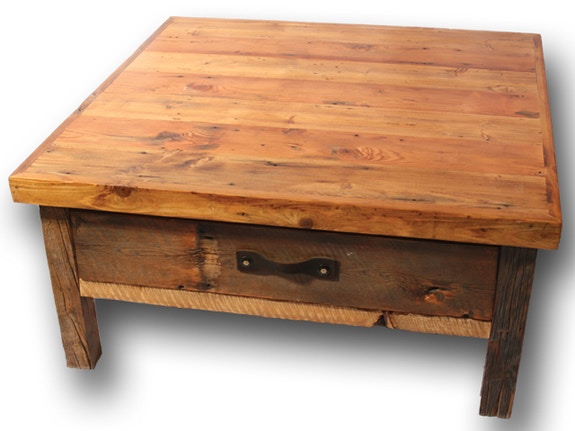 Uintah Log and Reclaimed Black Mountain Square Coffee Table TD1060