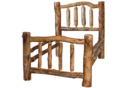 Rustic Log Corral Bed Twin in Natural Log CBED-TW-NL