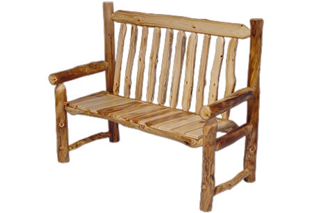 Rustic Log Captains Chair Bench (48W) in Natural Panel & Natural Log CCBE-48-NN