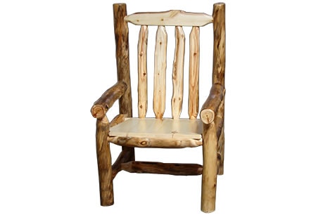 Rustic Log Captains Chair (18H Seat) in Natural Panel & Natural Log CCHA-18-NN