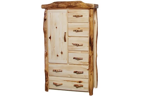 Rustic Log Chiffarobe in Flat Front (39W) in Natural Panel & Natural Log CHIF-39-NN