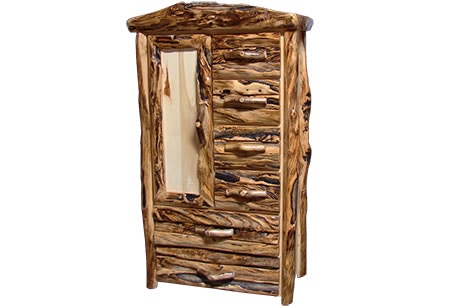Rustic Log Chiffarobe in Log Front (39W) in Natural Panel & Gnarly Log CHIL-39-NG