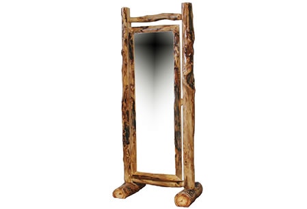 Rustic Log Cheval Mirror (Full Stand) in Gnarly Log CMIR-FS-GL