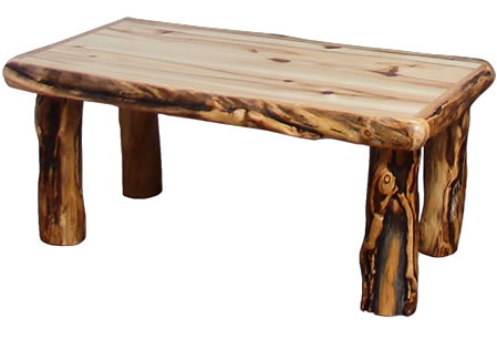 Rustic Log Living Room Coffee Table (42W) in Wild Panel & Gnarly Log