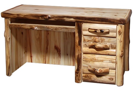 Rustic Log Home Office Desk in Log Front (54W) in Wild Panel & Natural Log DESL54WN High