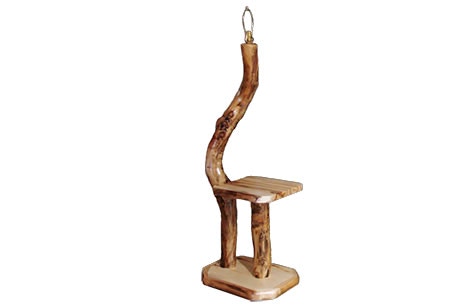 Rustic Log Floor Lamp with Self (4D) in Natural Panel and Natural Log FLSH-4D-NN