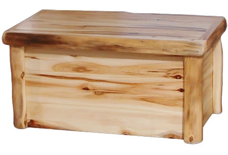 Rustic Log Hope Chest in Flat Front (36W) in Wild Panel & Natural Log HCHF-36-WN