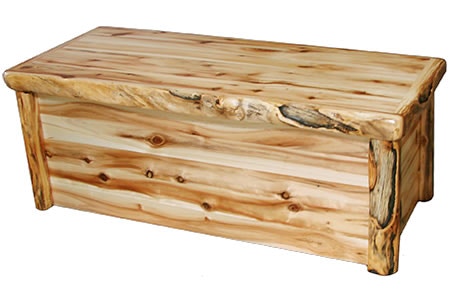 Rustic Log Hope Chest in Flat Front (48W) in Wild Panel & Gnarly Log HCHF-48-WG