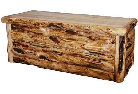 Rustic Log Hope Chest in Log Front (48W) in Natural Panel & Gnarly Log HCHL-48-NG