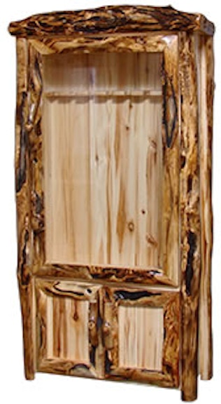 Rustic Log Living Room Lower Door Gun Cabinet In Log Front 39w