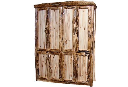 Rustic Log Murphy Bed in Log Front Queen in Wild Panel & Gnarly Log MBEL-QU-WG