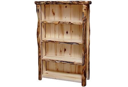 Rustic Log Medium Bookcase (39W) in Natural Panel & Gnarly Log MBOO-39-N