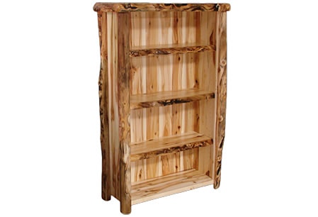 Rustic Log Medium Bookcase (39W) in Wild Panel & Gnarly Log MBOO-39-WG