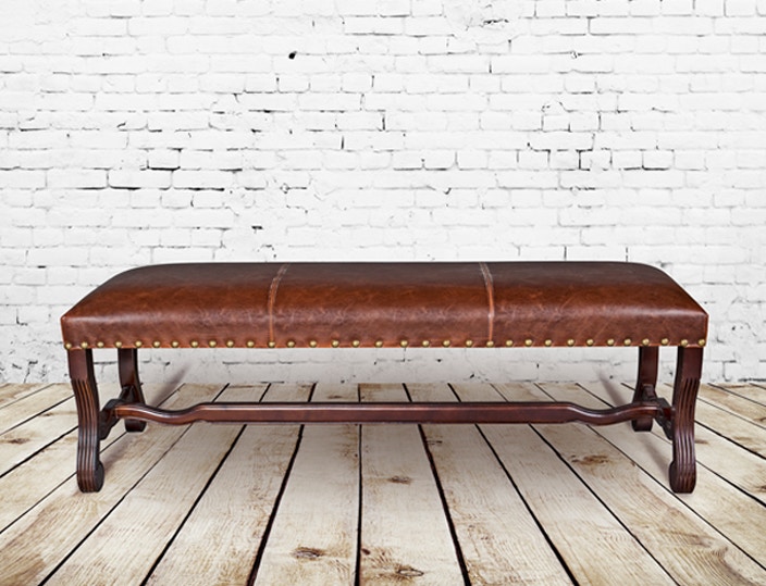 Alder and Tweed Dining Room Old Tannery Leather Monastery Bench AT188