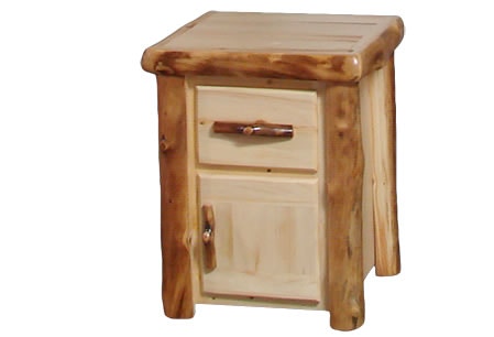 Rustic Log Night Stand in Flat Front (21W) in Natural Panel & Natural Log NSTF-21-NN