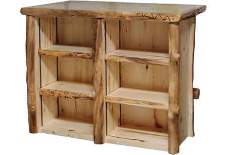 Rustic Log Open Bar (60W) in Natural Panel & Natural Log OBAR-60-NN