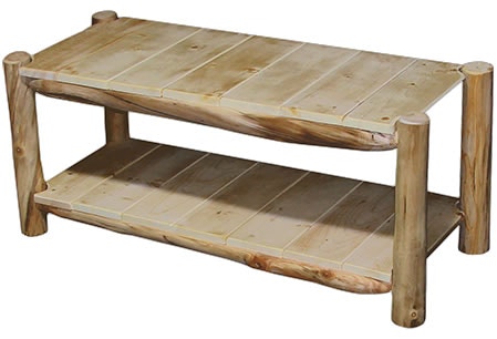 Rustic Log Outdoor Coffee Table (42W) in Natural Panel & Natural Log OCTA-42-NN