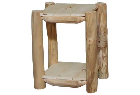 Rustic Log Outdoor End Table (21W) in Natural Panel & Natural Log OETA-21-NN