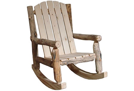 Rustic Log Outdoor Rocker (28W) in Natural Panel & Natural Log OROC-28-NN