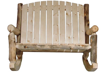 Rustic Log Outdoor Rocker (48W) in Natural Panel & Natural Log OROC-48-NN
