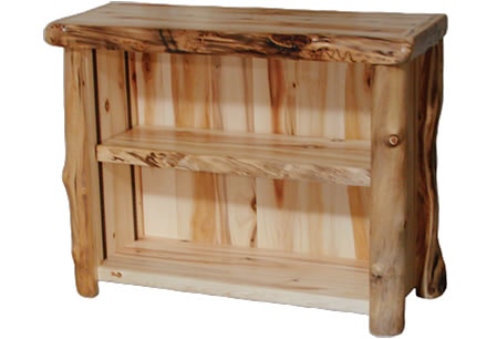 Rustic Log Open TV Stand (39W) in Wild Panel & Natural Log OTVS-39-WN