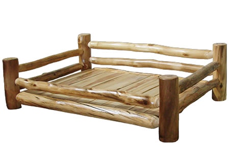 Rustic Log Spindle Pet Bed (Medium) in Natural Log PBED-ME-NL