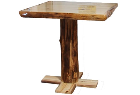 Rustic Log Pub Table (42W) in Natural Panel and Natural Log PTAB-42-NN