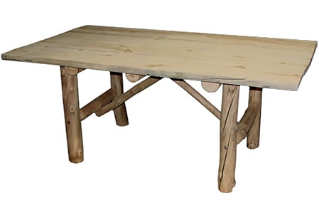 Rustic Log Picnic Table (72L) in Natural Panel & Natural Log PTAB-72-NN