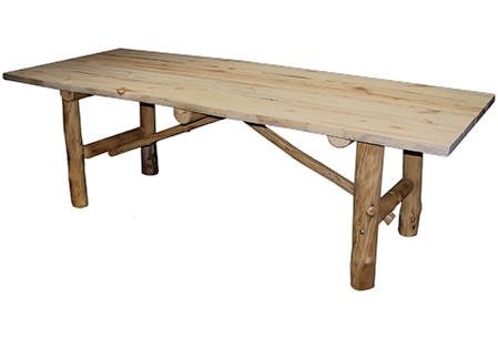 Rustic Log Picnic Table (96L) in Natural Panel & Natural Log PTAB-96-NN
