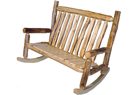 Rustic Log Rocker (Love Seat) in Natural Panel & Natural Log ROCK-LS-NN