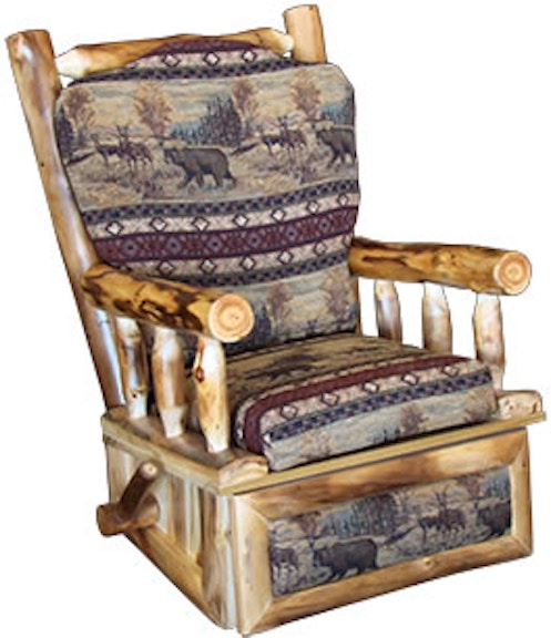 Rustic Log Living Room Rocking Recliner Chair In Natural Panel