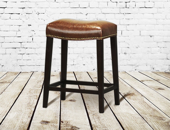 Saddle leather counter deals stool