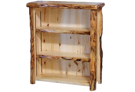 Rustic Log Short Bookcase (39W) in Natural Panel & Gnarly Log SBOO-39-NG