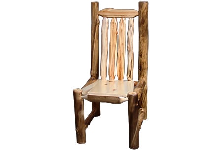 Rustic Log Side Chair (18H Seat) in Natural Panel & Natural Log SCHA-18-NN