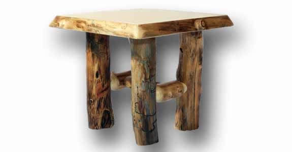 Uintah Log and Reclaimed Silver Creek End Table Aspen TD1063