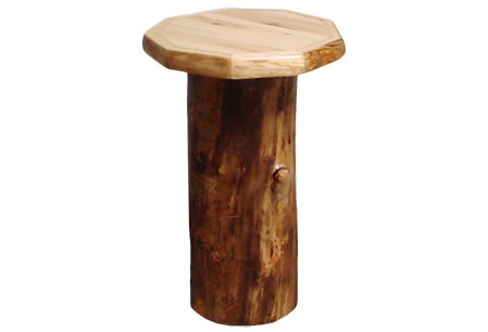 Rustic Log Stump Table (18W) in Natural Panel & Natural Log STAB-18-NN