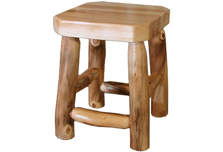 Rustic Log Stool (18H) in Natural Panel & Natural Log STOO-18-NN