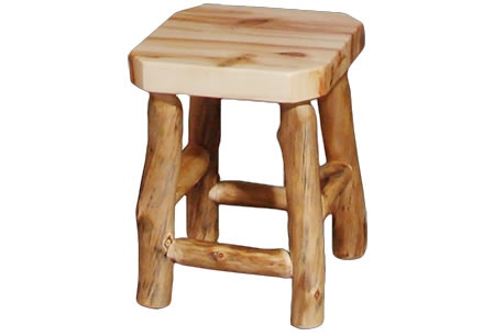 Rustic Log Stool (18H) in Wild Panel & Natural Log STOO-18-WN