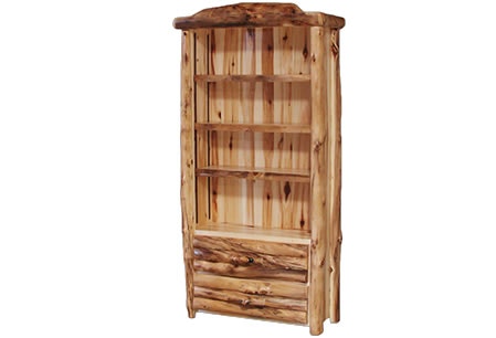 Rustic Log Tall 2 Drawer Bookcase in Log Front (39W) in Wild Panel & Natural Log T2DL-39-WN