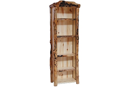 Rustic Log Tall Bookcase (27W) in Natural Panel & Gnarly Log TBOO-27-NG