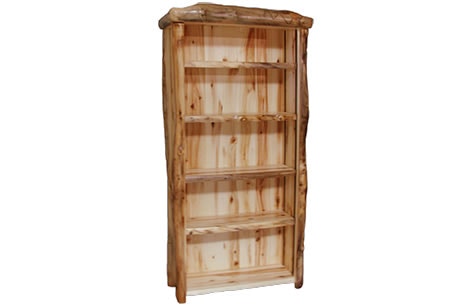 Rustic Log Tall Bookcase (39W) in Wild Panel & Natural Log TBOO-39-WN