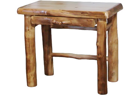 Rustic Log Table Desk with Drawer in Log Front (36W) in Natural Panel & Natural Log TDDL-36-NN