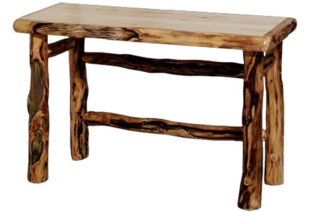 Rustic Log Table Desk (48W) in Natural Panel & Gnarly Log TDES-48-NG