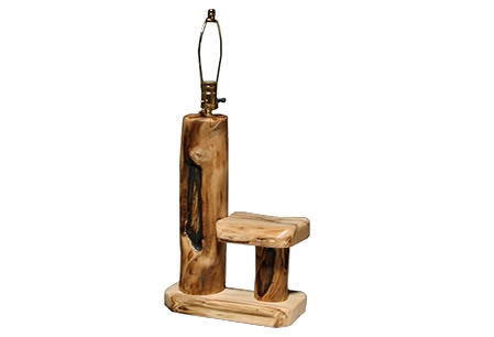 Rustic Log Table Lamp with Shelf (4D) in Gnarly Log TLSH-4D-GL